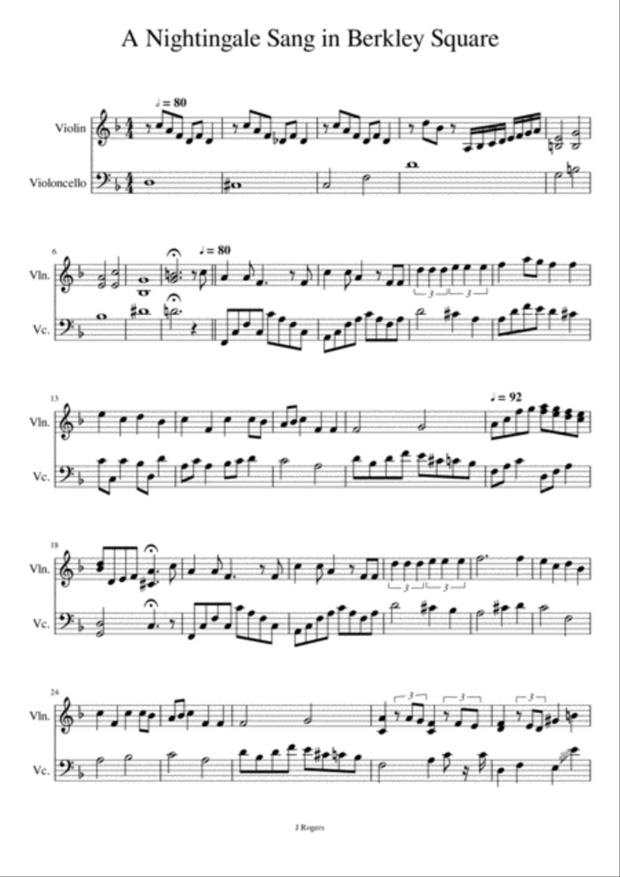 A Nightingale San in Berkeley Square String Duet scores gallery preview page 1