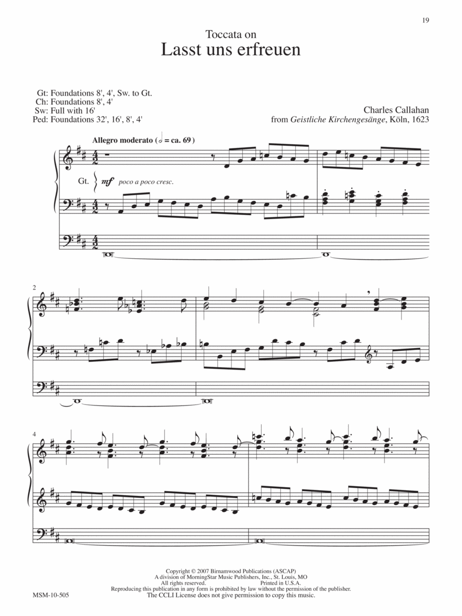 Toccata on Lasst uns erfreuen Organ scores gallery preview page 1