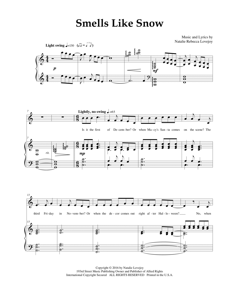 Smells Like Snow Smells Like Snow Voice scores gallery preview page 1