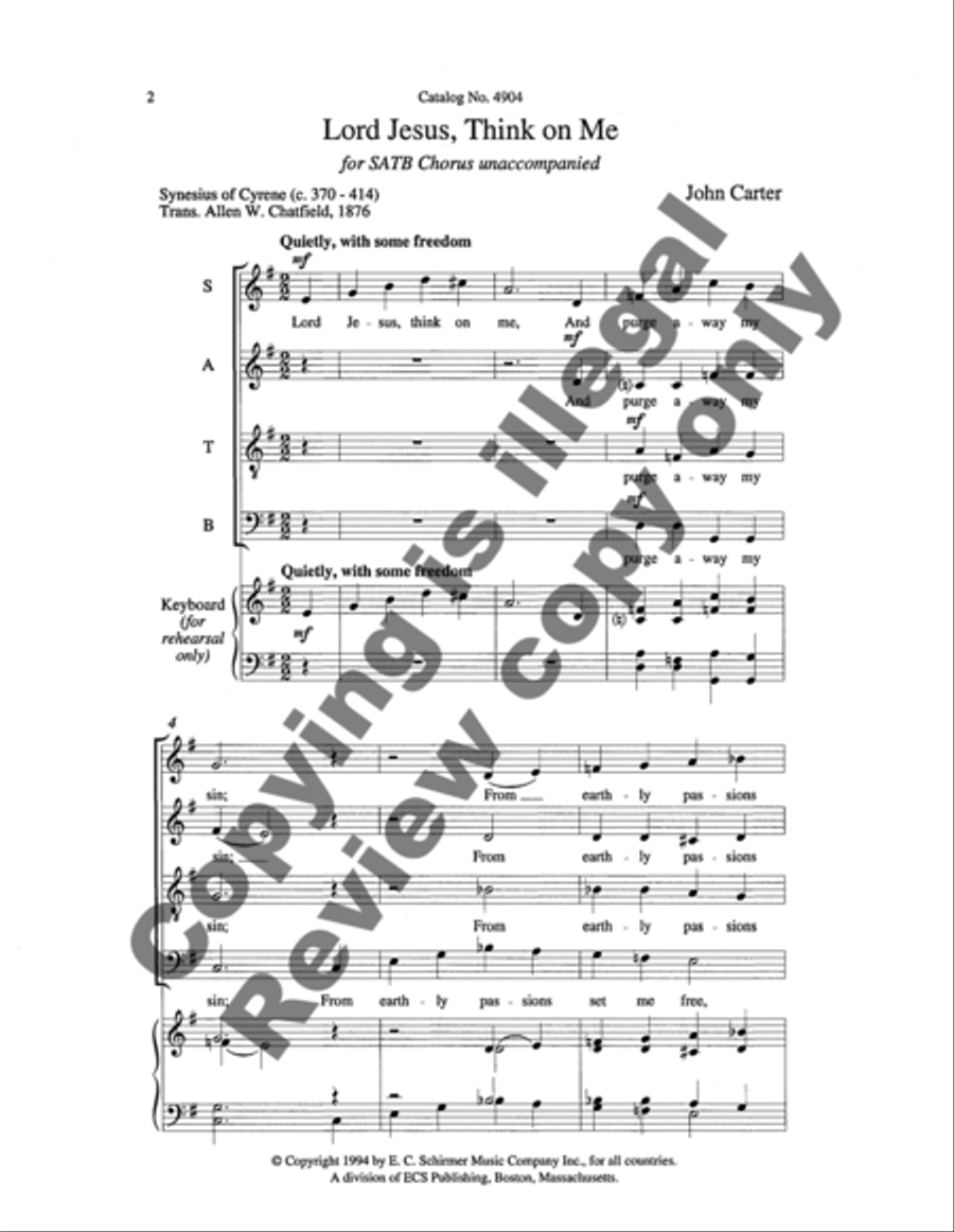 Lord Jesus, Think On Me 4-Part scores gallery preview page 7