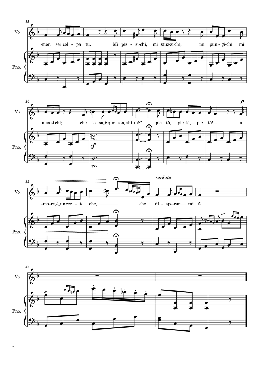 Nel cor piu non mi sento - F Major Voice Solo scores gallery preview page 3