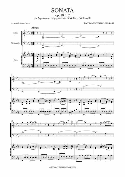 Sonata Op. 18 No. 2 for Arpa, Violin and Violoncello