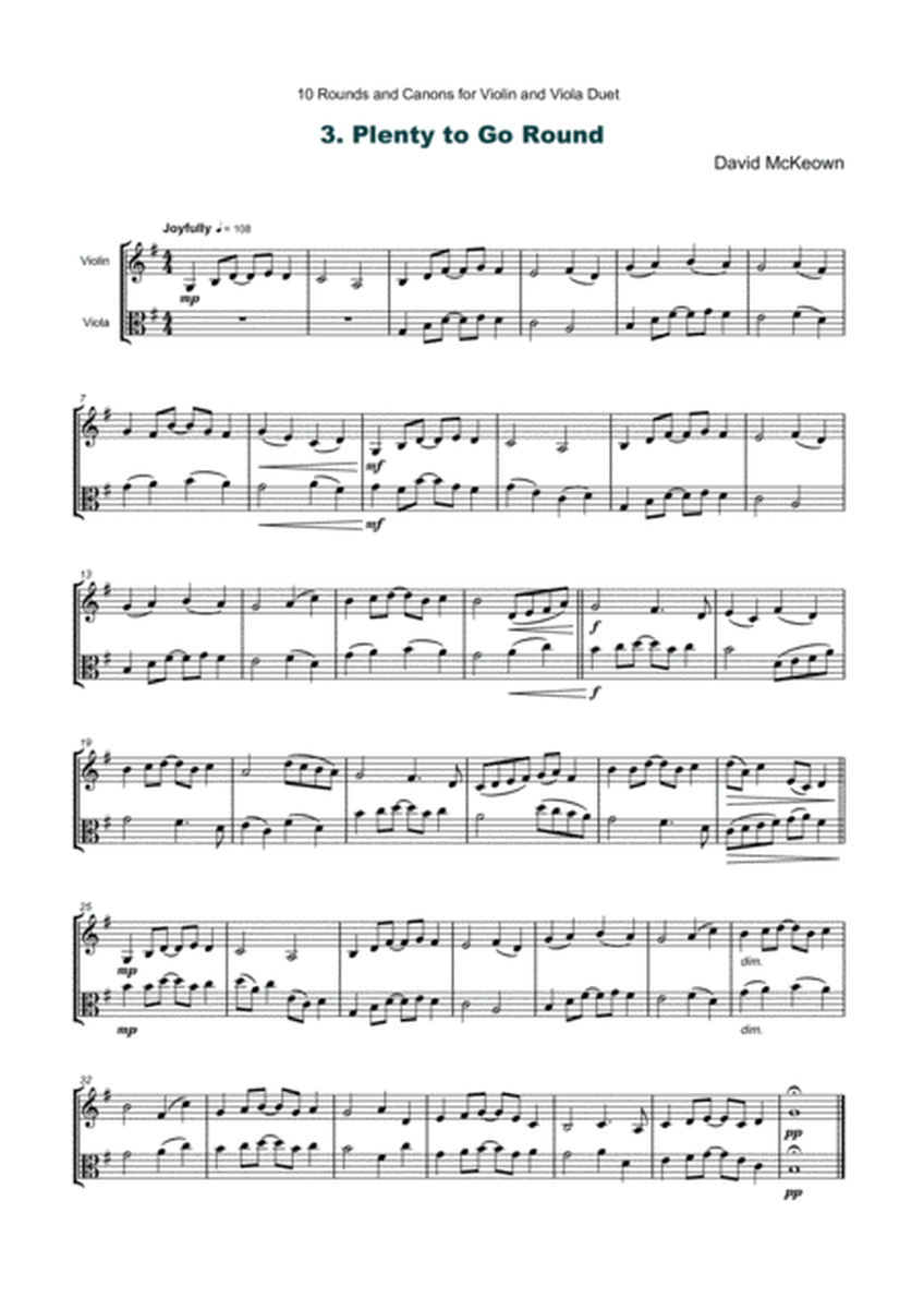 10 Rounds and Canons for Violin and Viola Duet