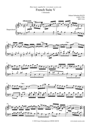 French Suite BWV 816 - no.1: Allemande - Harpsichord