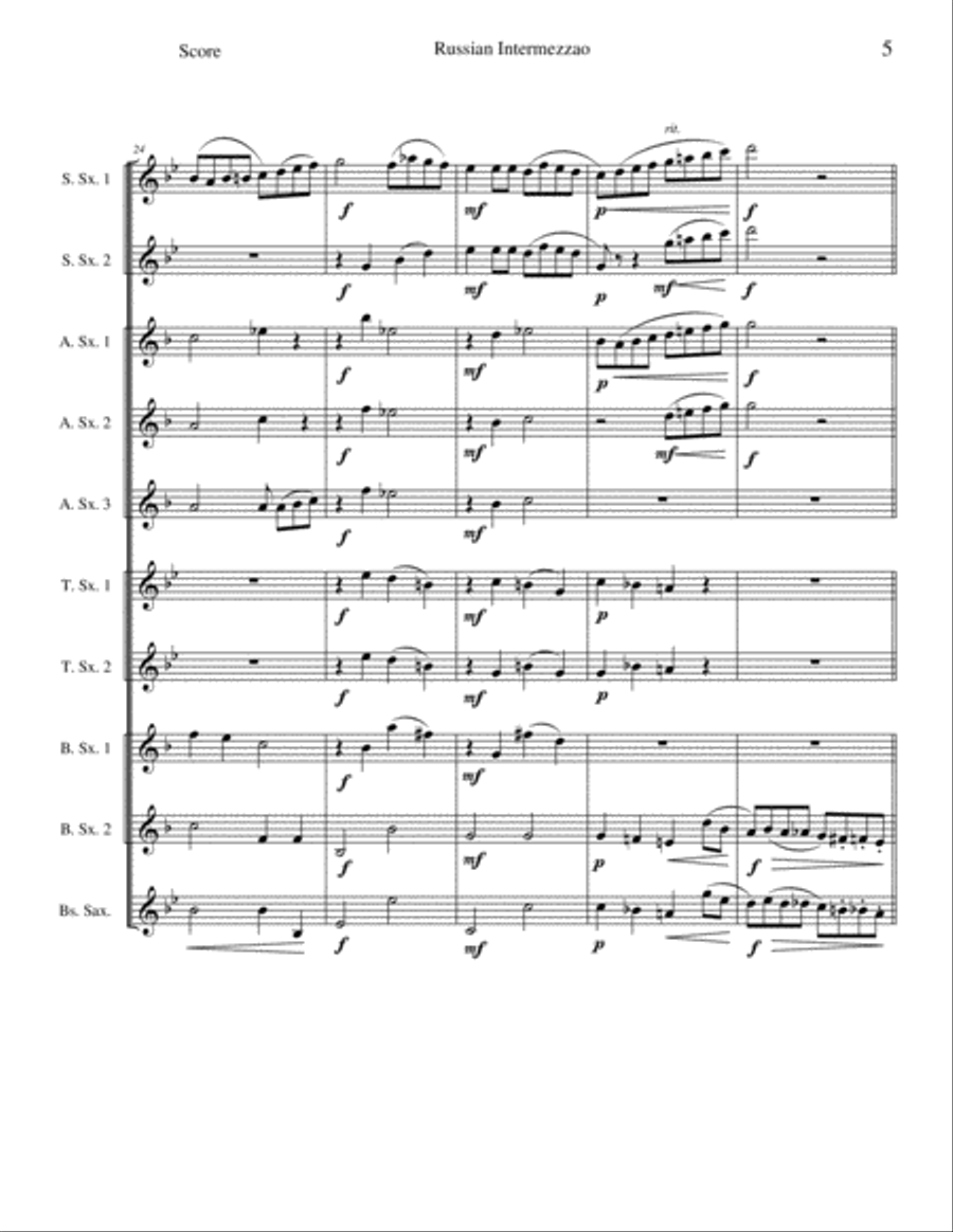 Russian Intermezzo in F-Minor Woodwind Ensemble scores gallery preview page 5