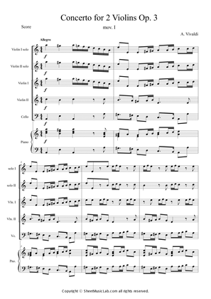 Concerto for 2 Violins in a minor, Op 3, No 8, I.Allegro molto