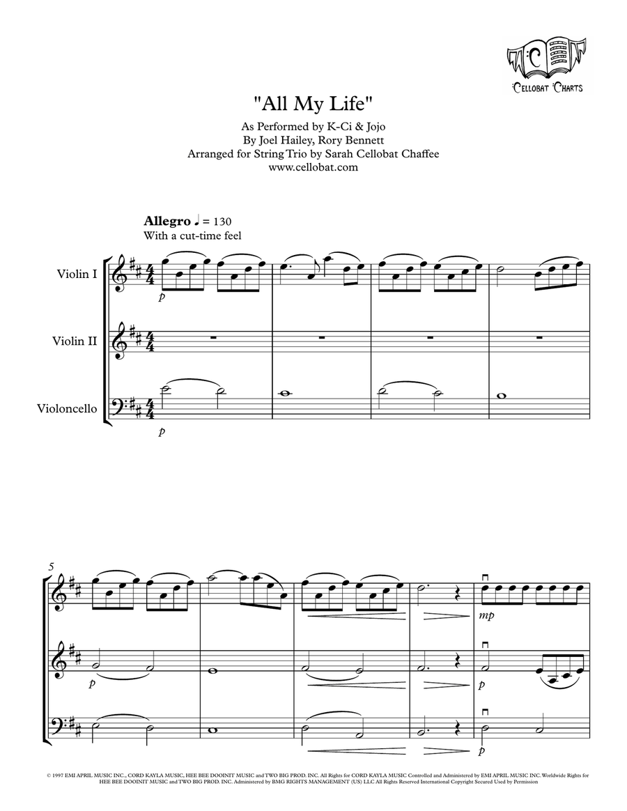 All My Life by K-Ci and JoJo String Trio - Digital Sheet Music