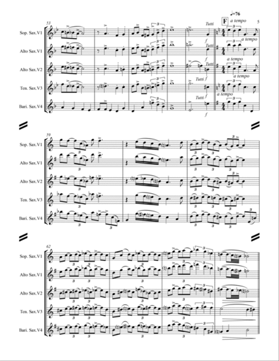 When Sunny Gets Blue Saxophone Quartet scores gallery preview page 6