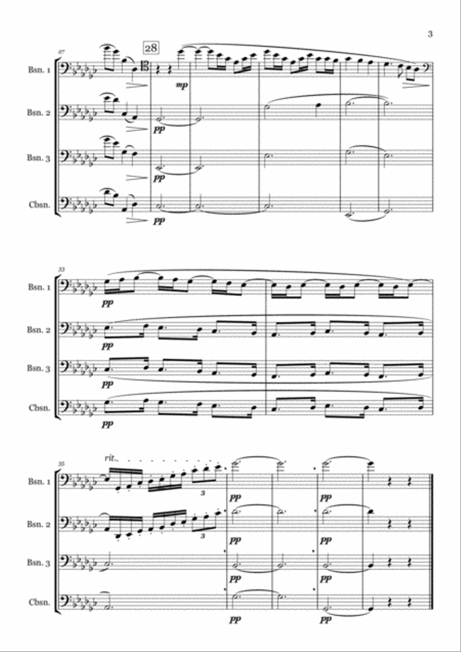 The Girl with the Flaxen Hair (for Bassoon Quartet) Woodwind Quartet scores gallery preview page 5