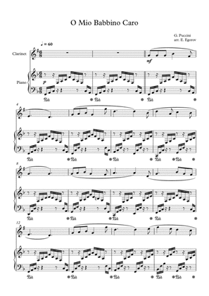 O Mio Babbino Caro, Giacomo Puccini, For Clarinet & Piano
