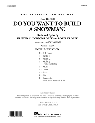 Book cover for Do You Want To Build A Snowman (from Frozen) (arr. Larry Moore) - Conductor Score (Full Score)