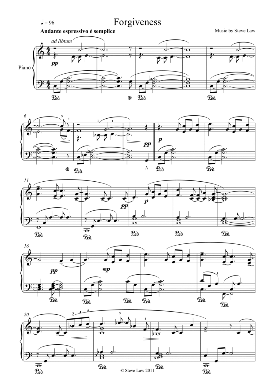 Forgiveness Forgiveness Piano Solo scores gallery preview page 1