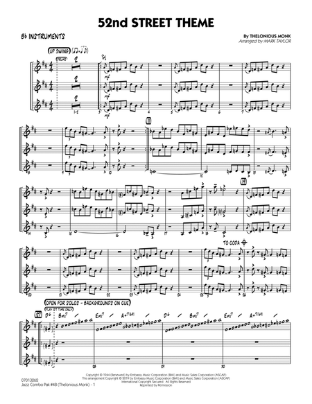 Jazz Combo Pak #48 (Thelonious Monk) (arr. Mark Taylor) - Bb Instruments