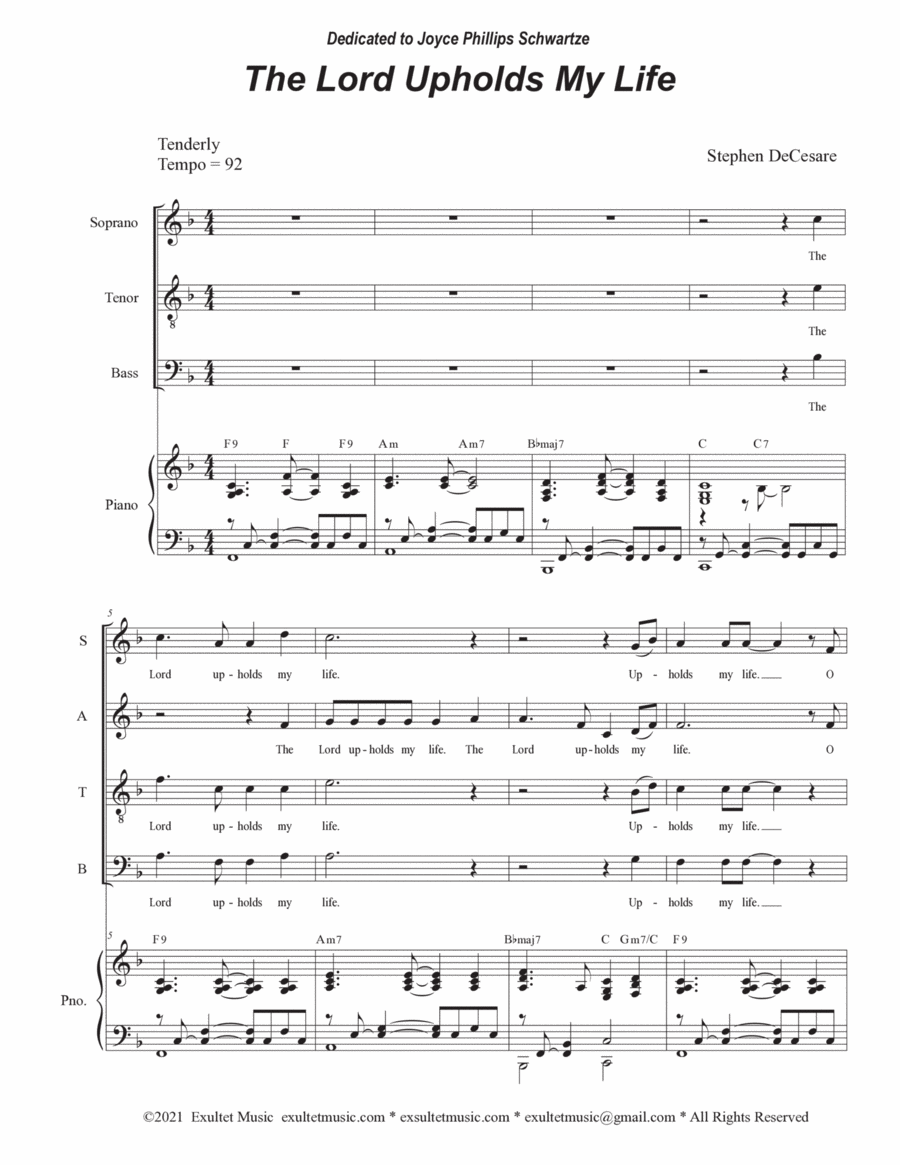 The Lord Upholds My Life (Psalm 54) (Vocal Quartet - (SATB) image number null