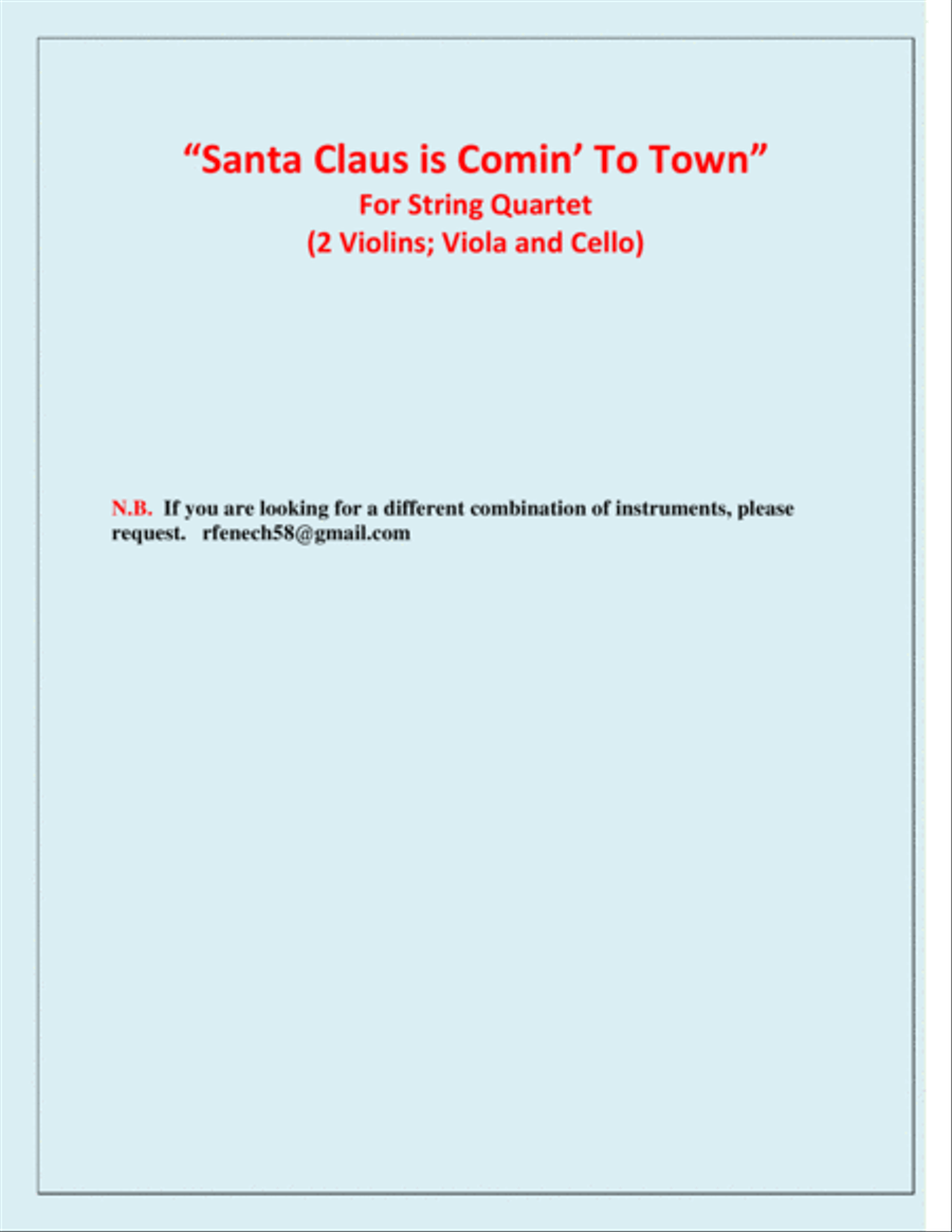 Santa Claus Is Comin' To Town String Quartet scores gallery preview page 3