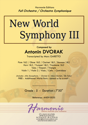 Book cover for New World Symphony - 3rd Movement - Antonin DVORAK - Full Orchestra - transcripted by Marc Garetto