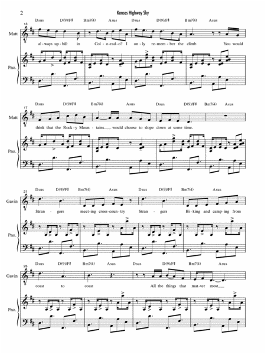 Kansas Highway Sky Kansas Highway Sky Piano, Vocal scores gallery preview page 2