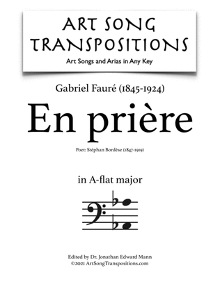 Book cover for FAURÉ: En prière (transposed to A-flat major, bass clef)