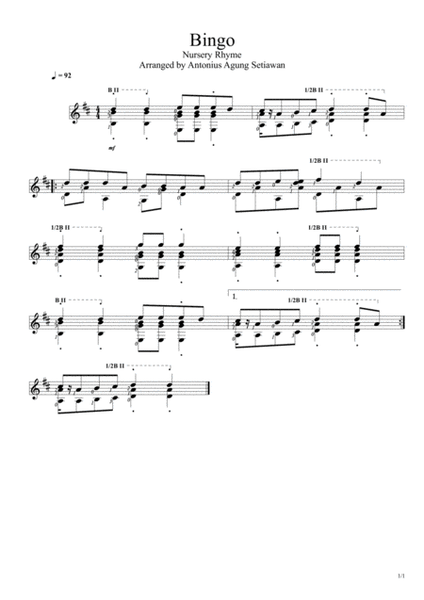 Bingo (Solo Guitar Score) image number null