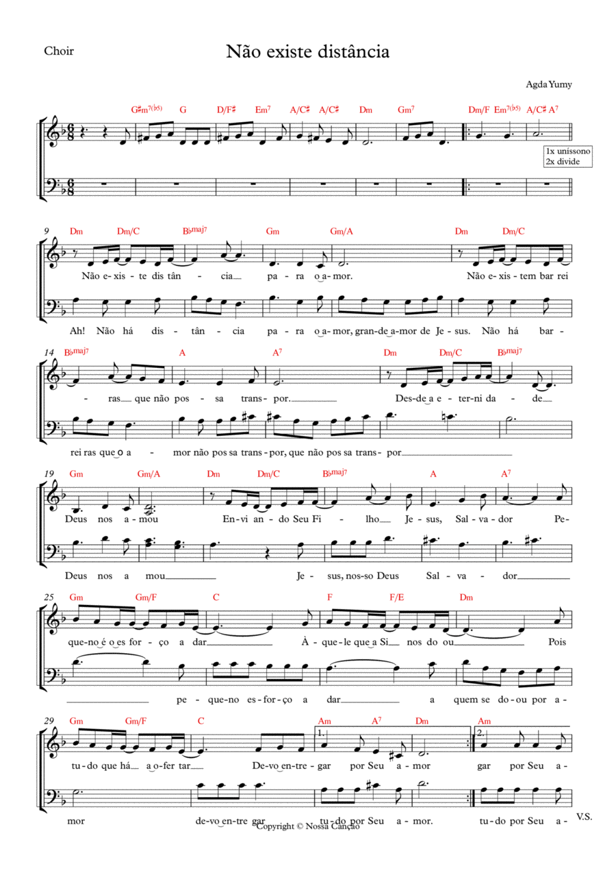 Não existe distância coral 3-Part scores gallery preview page 1
