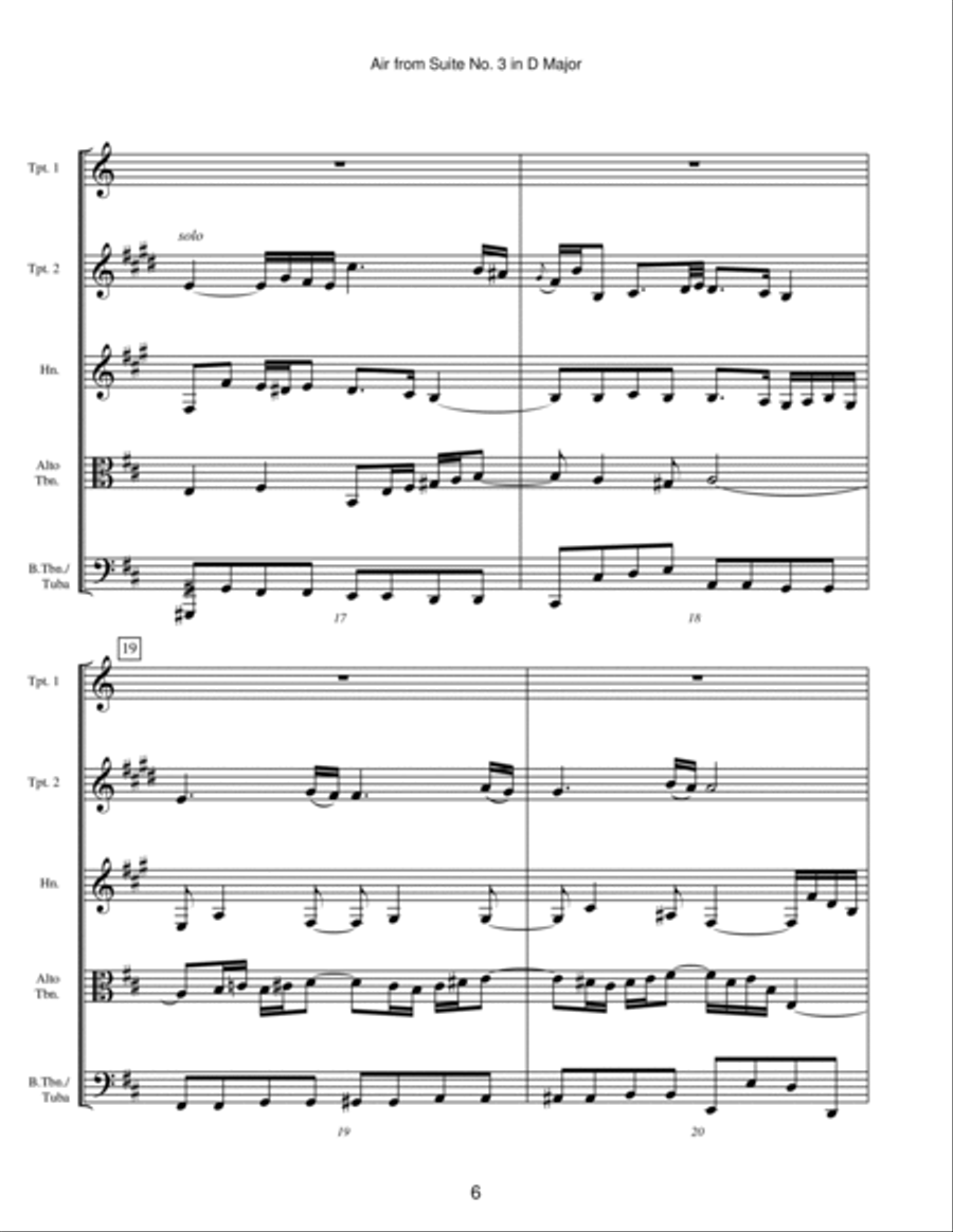 Air on a G String (Air from Suite No. 3 in D Major) Brass Ensemble scores gallery preview page 6