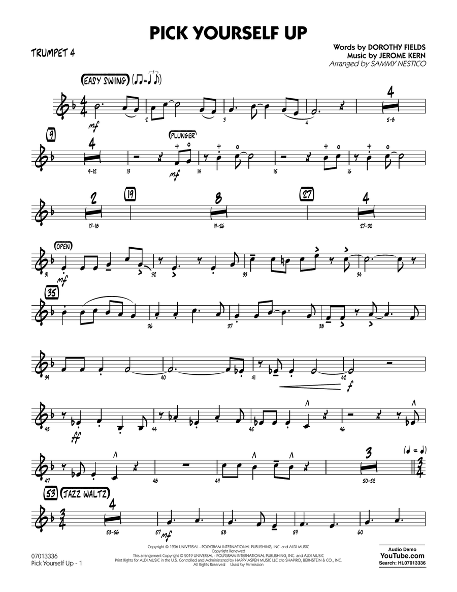 Pick Yourself Up (arr. Sammy Nestico) - Trumpet 4 Jazz Ensemble scores gallery preview page 1