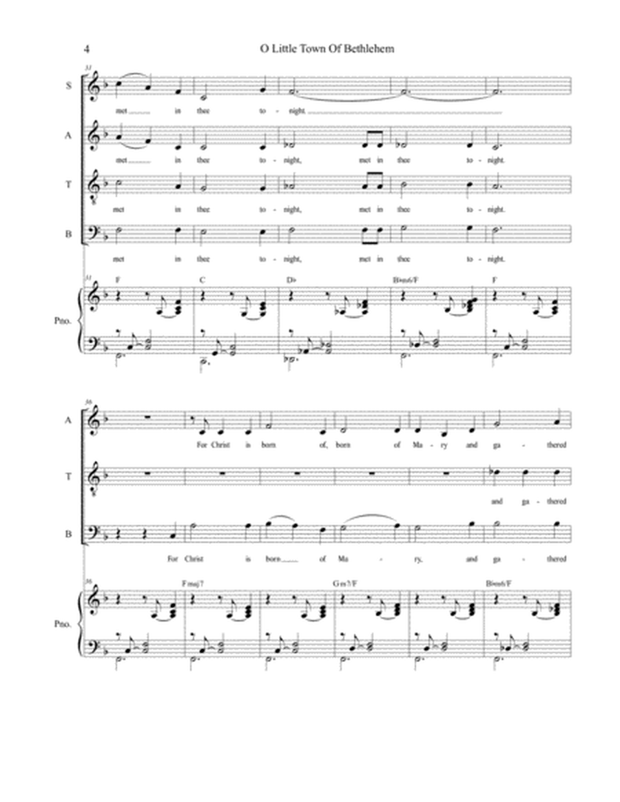 O Little Town Of Bethlehem (for SATB) image number null