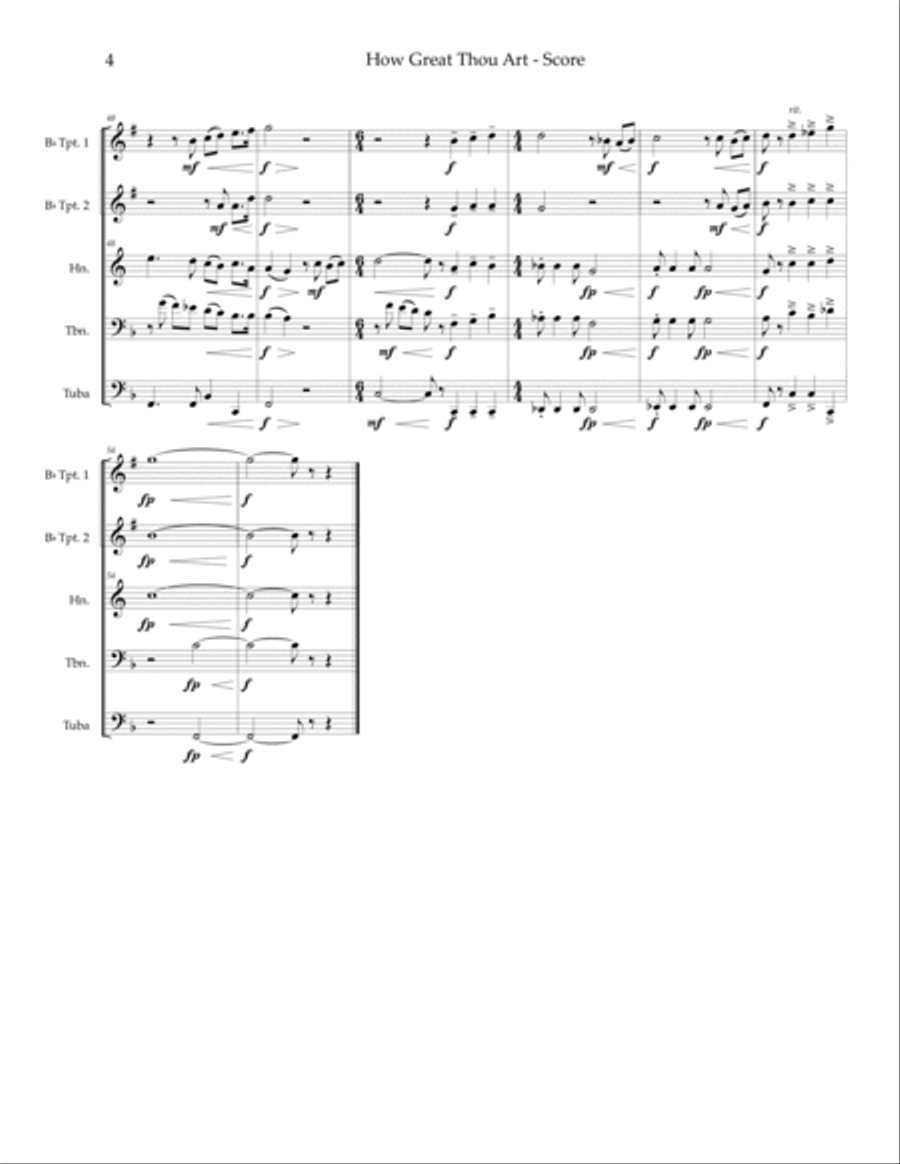 How Great Thou Art - brass quintet Brass Quintet scores gallery preview page 6