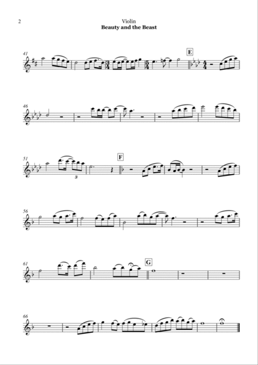 Beauty And The Beast Violin Solo scores gallery preview page 2