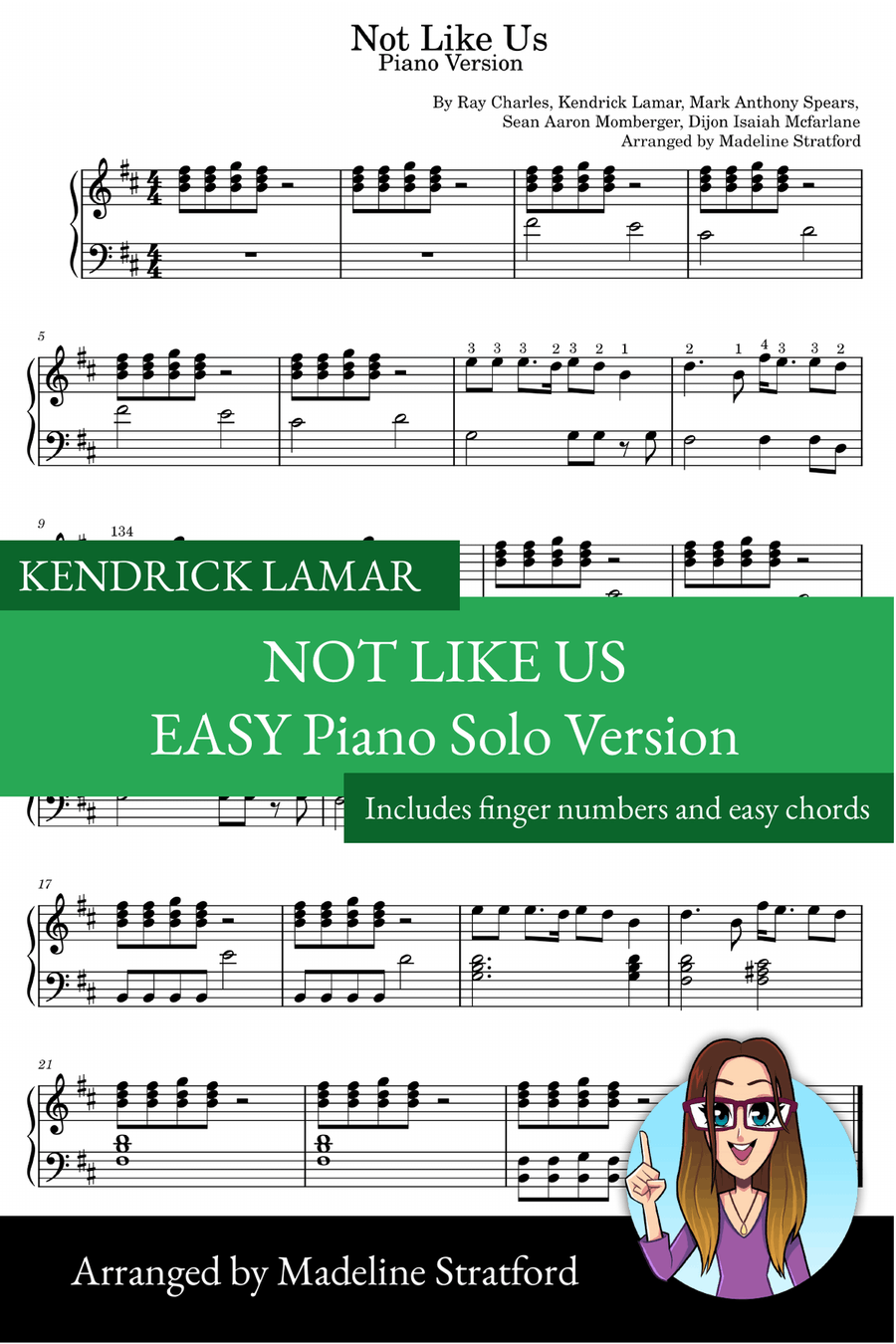 Not Like Us Easy Piano scores gallery preview page 1
