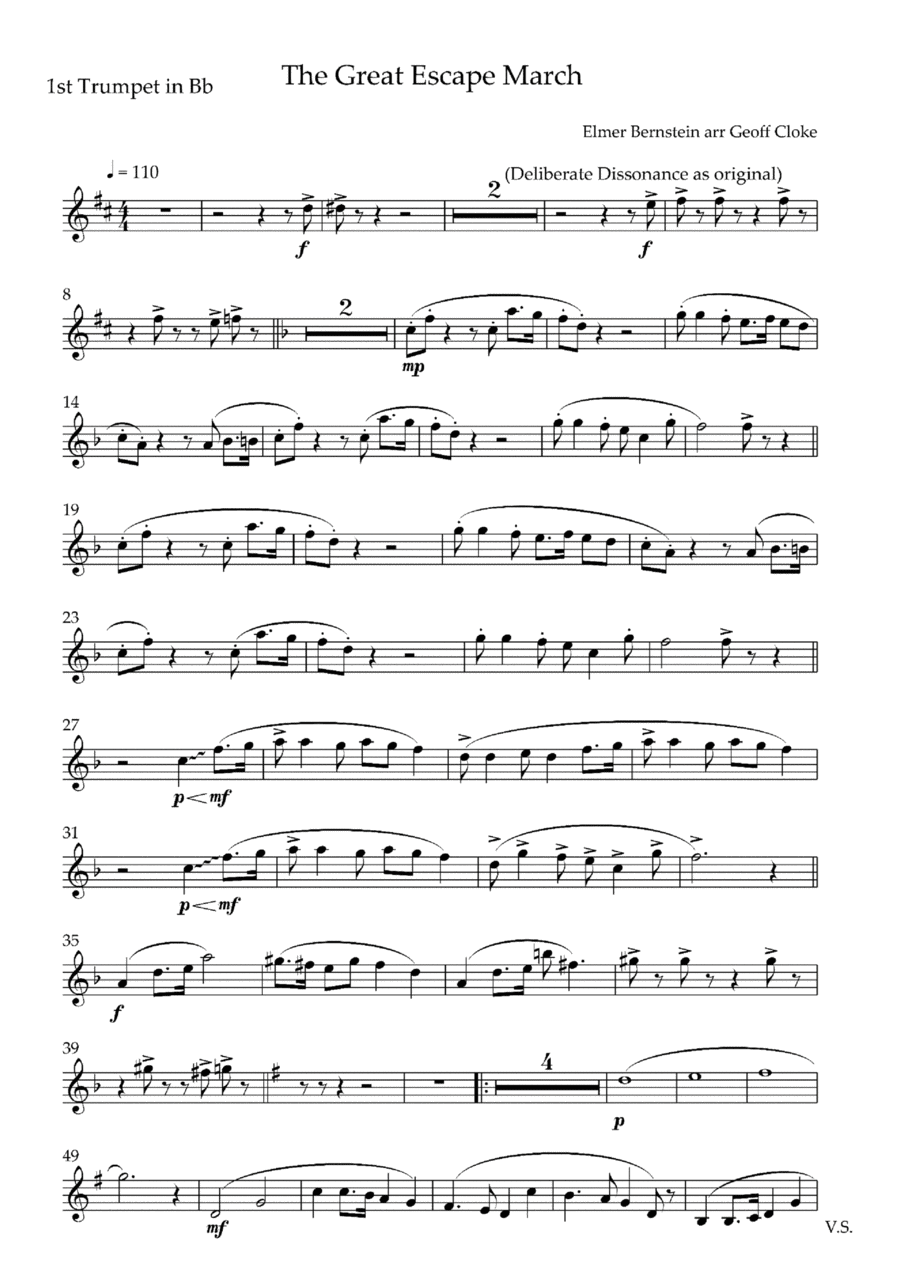 The Great Escape March Brass Ensemble scores gallery preview page 1