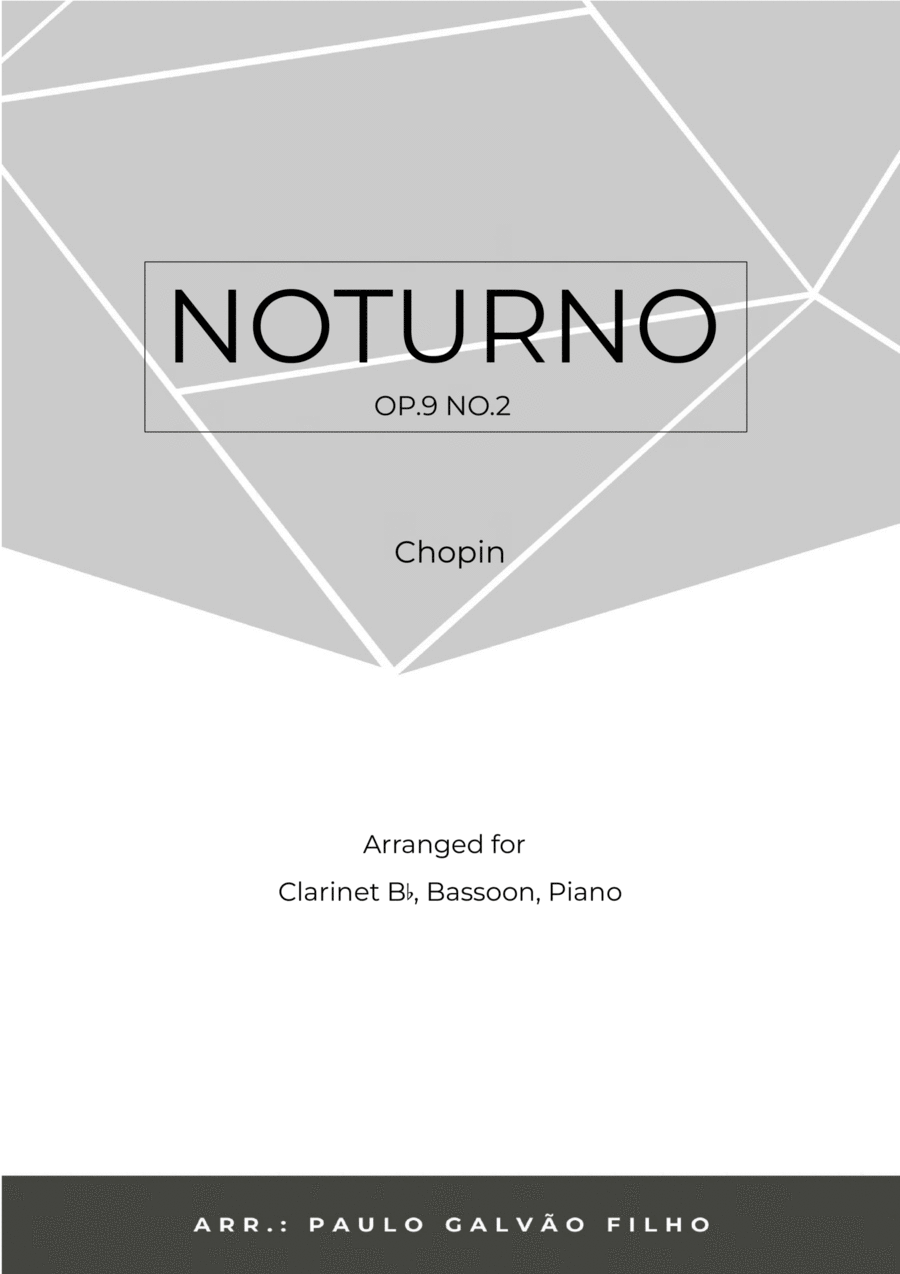 NOTURNO OP.9 NO.2 - CHOPIN - WIND PIANO TRIO (CLARINET, BASSOON & PIANO) Bassoon scores gallery preview page 1
