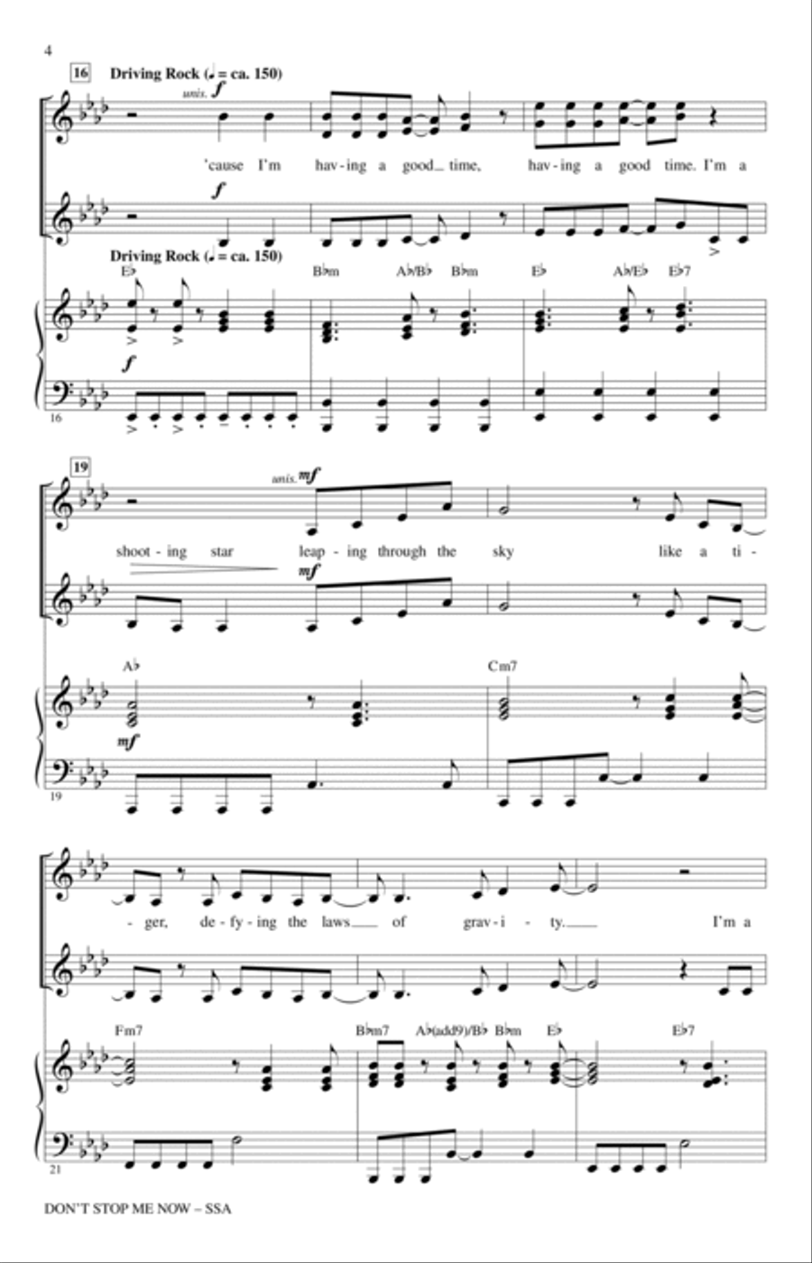 Don't Stop Me Now (arr. Mark Brymer) SSA scores gallery preview page 3