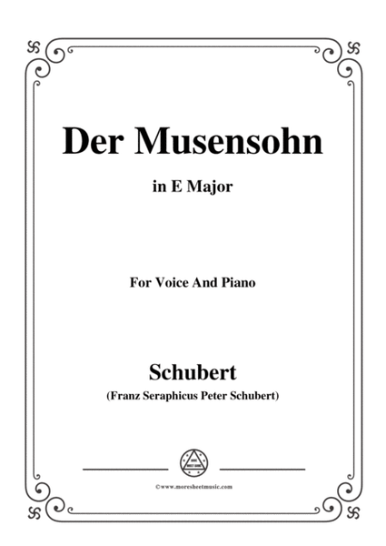 Schubert-Der Musensohn in E Major, for Voice and Piano image number null