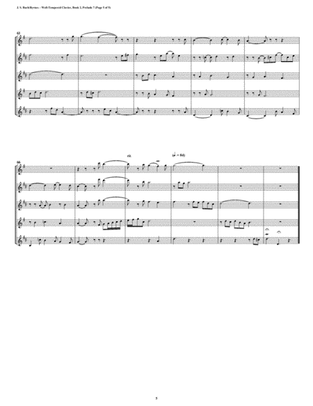 Prelude 07 from Well-Tempered Clavier, Book 2 (Saxophone Quintet) image number null