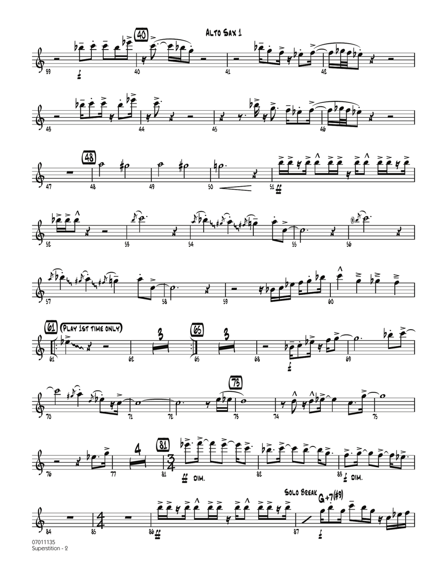 Superstition - Alto Sax 1 Jazz Ensemble scores gallery preview page 2