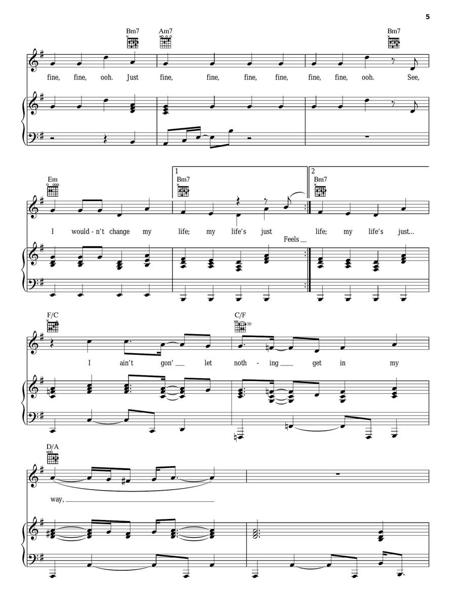 Just Fine Piano, Vocal, Guitar scores gallery preview page 5