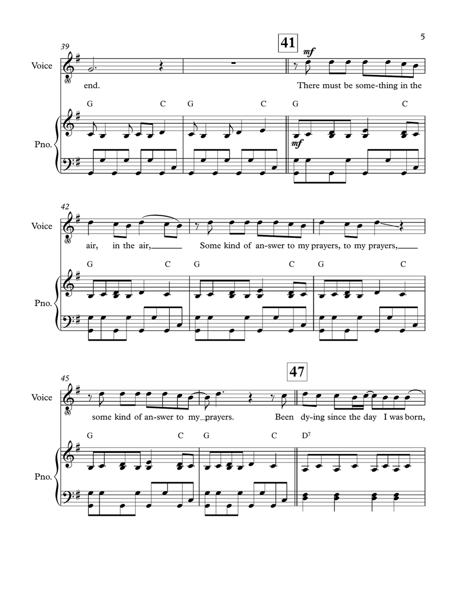 Hard Road Piano, Vocal, Guitar scores gallery preview page 5
