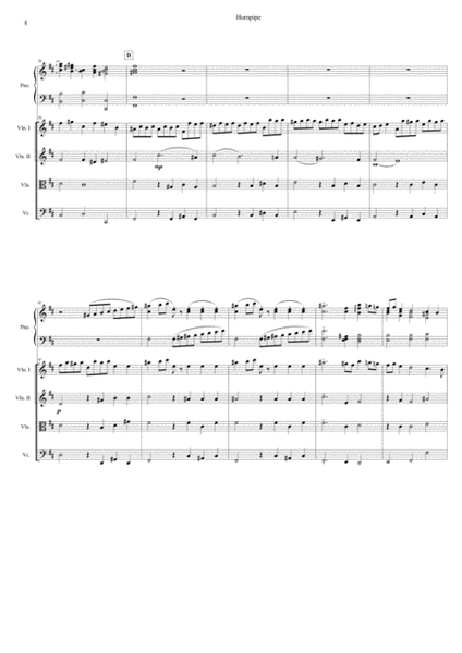 Haendel's ALLA HORNPIPE from Water Music Suite No. 2 for PIANO QUINTET image number null