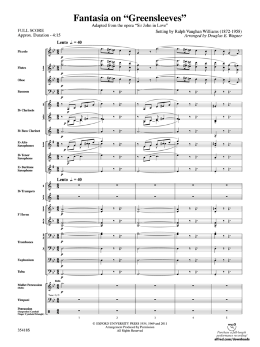 Fantasia on Greensleeves Fantasia on Greensleeves Concert Band scores gallery preview page 2
