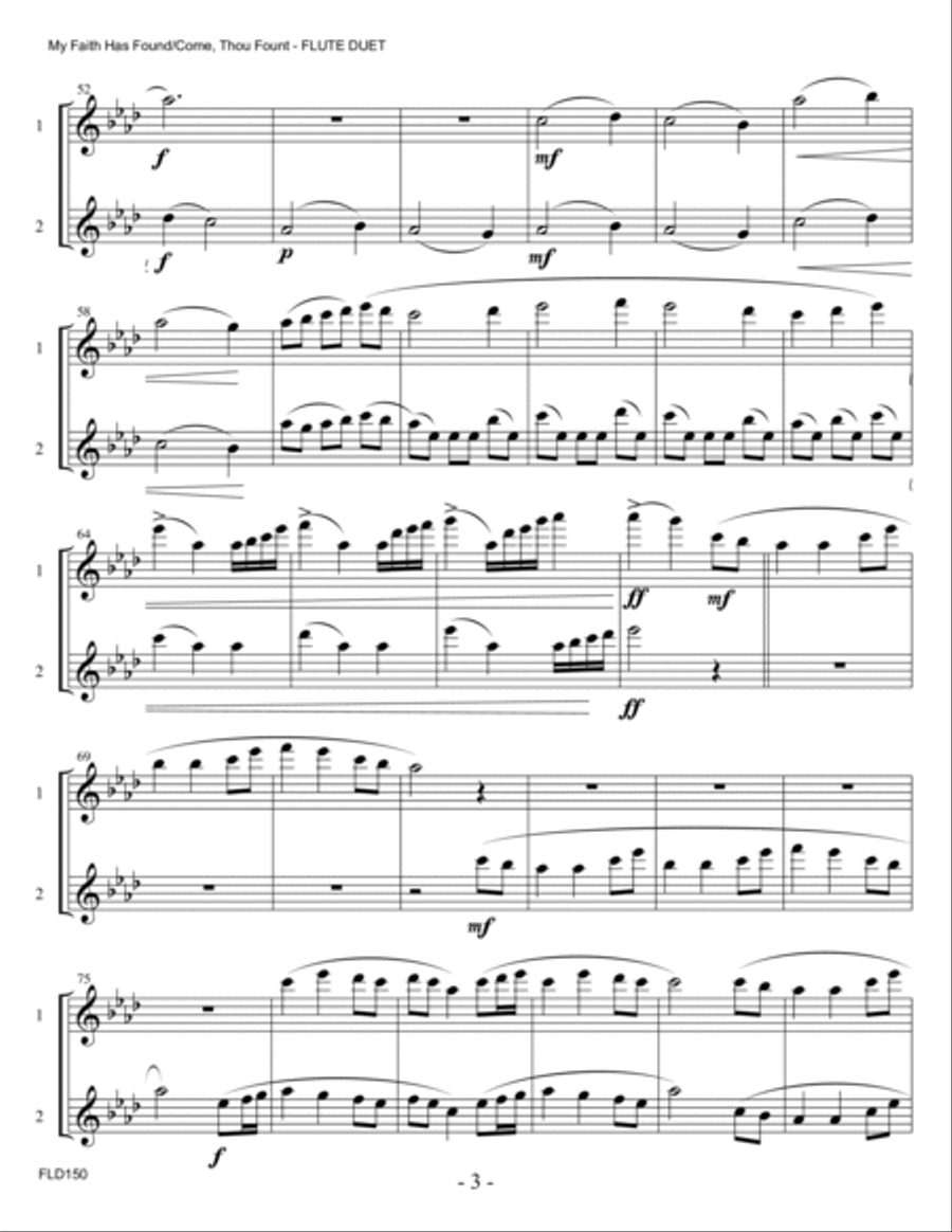 MY FAITH HAS FOUND/COME THOU FOUNT - FLUTE DUET (unaccompanied) Flute Duet scores gallery preview page 3