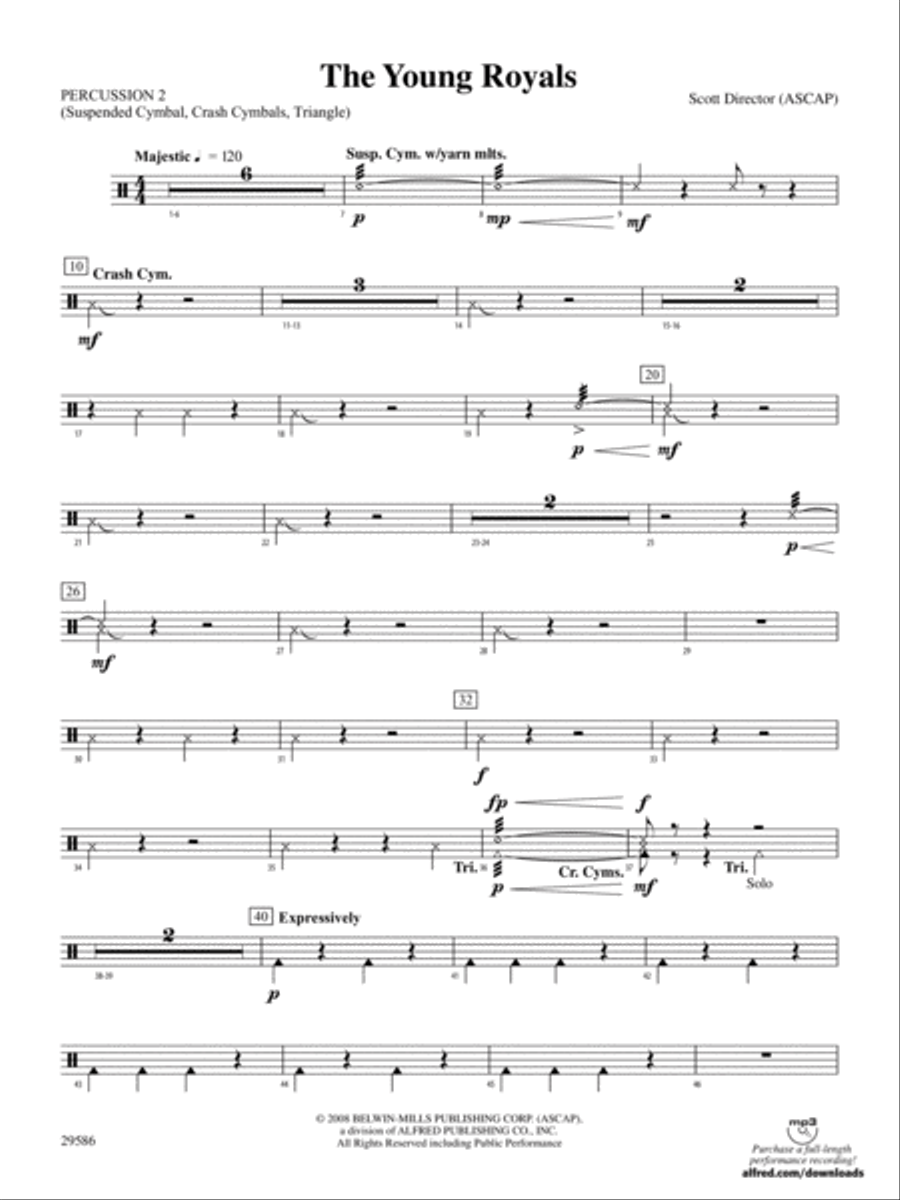 The Young Royals: 2nd Percussion Concert Band scores gallery preview page 1
