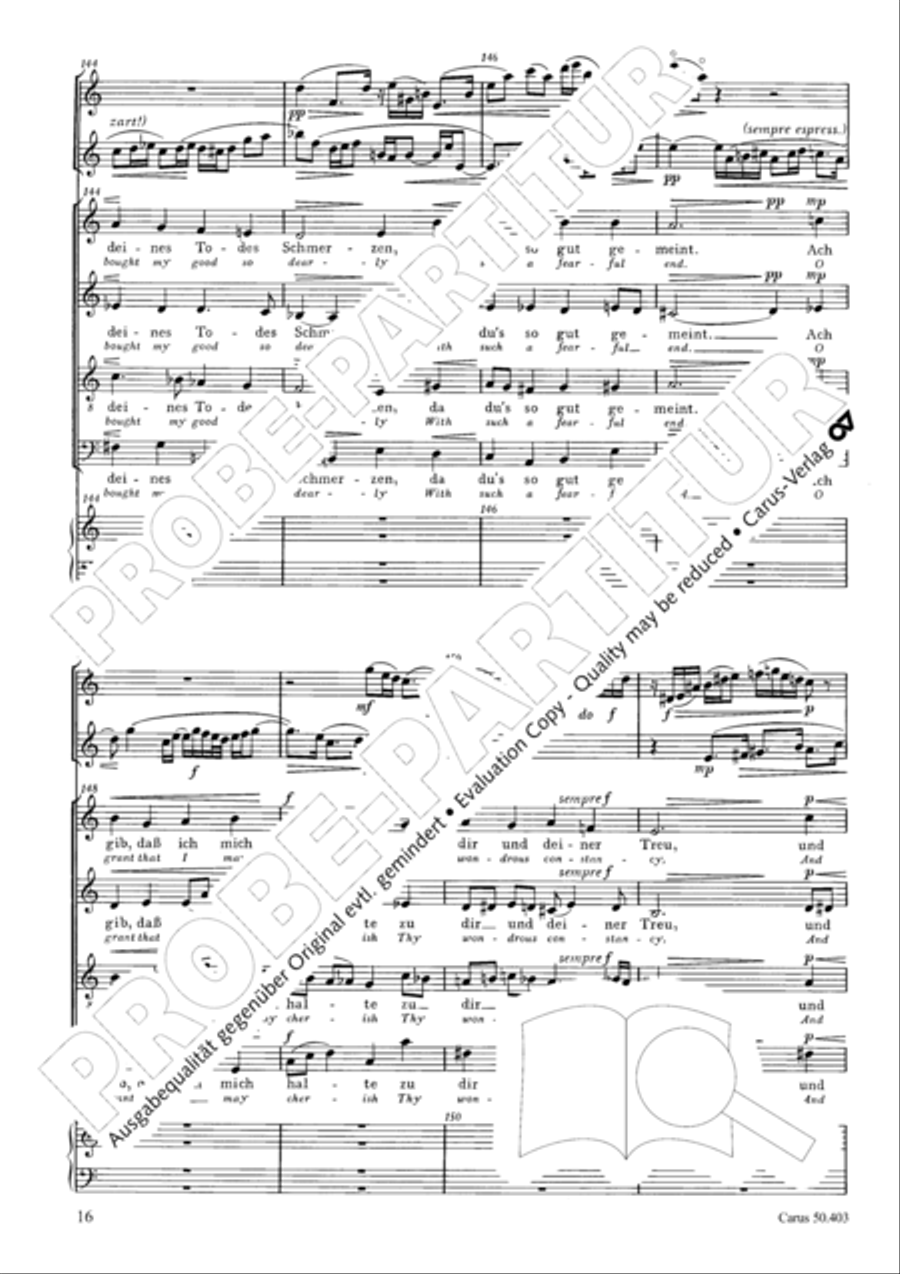 O sacred head, sore wounded (O Haupt voll Blut und Wunden) 4-Part scores gallery preview page 17