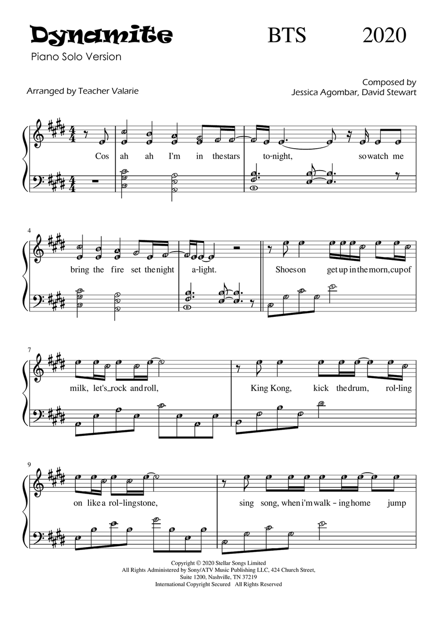 Dynamite Piano, Vocal scores gallery preview page 1