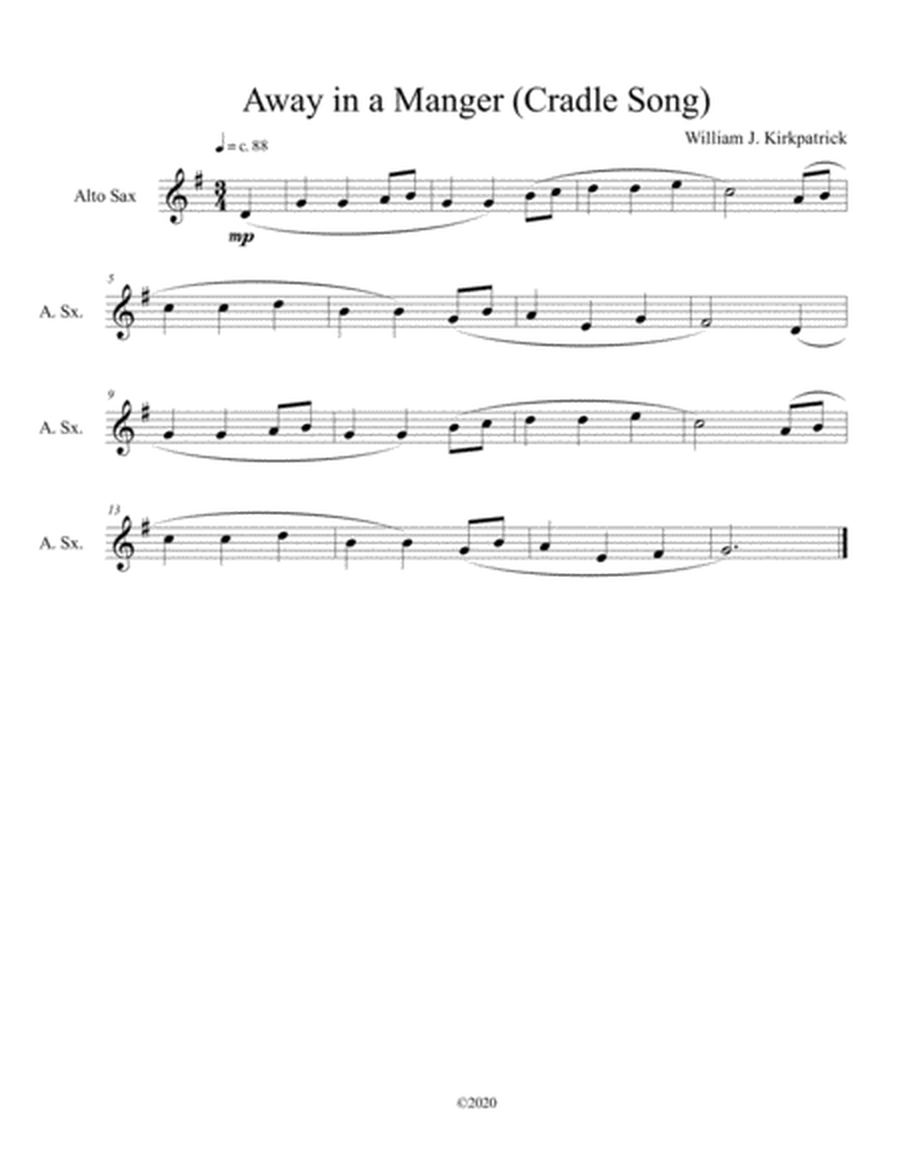 Away in a Manger (Cradle Song) for solo alto sax image number null