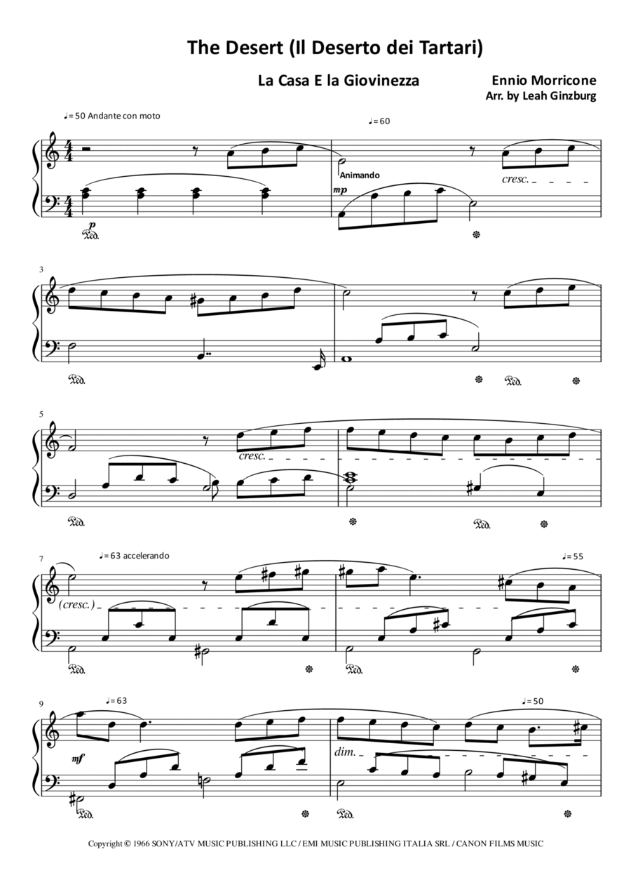 The Desert Piano, Vocal, Guitar scores gallery preview page 1