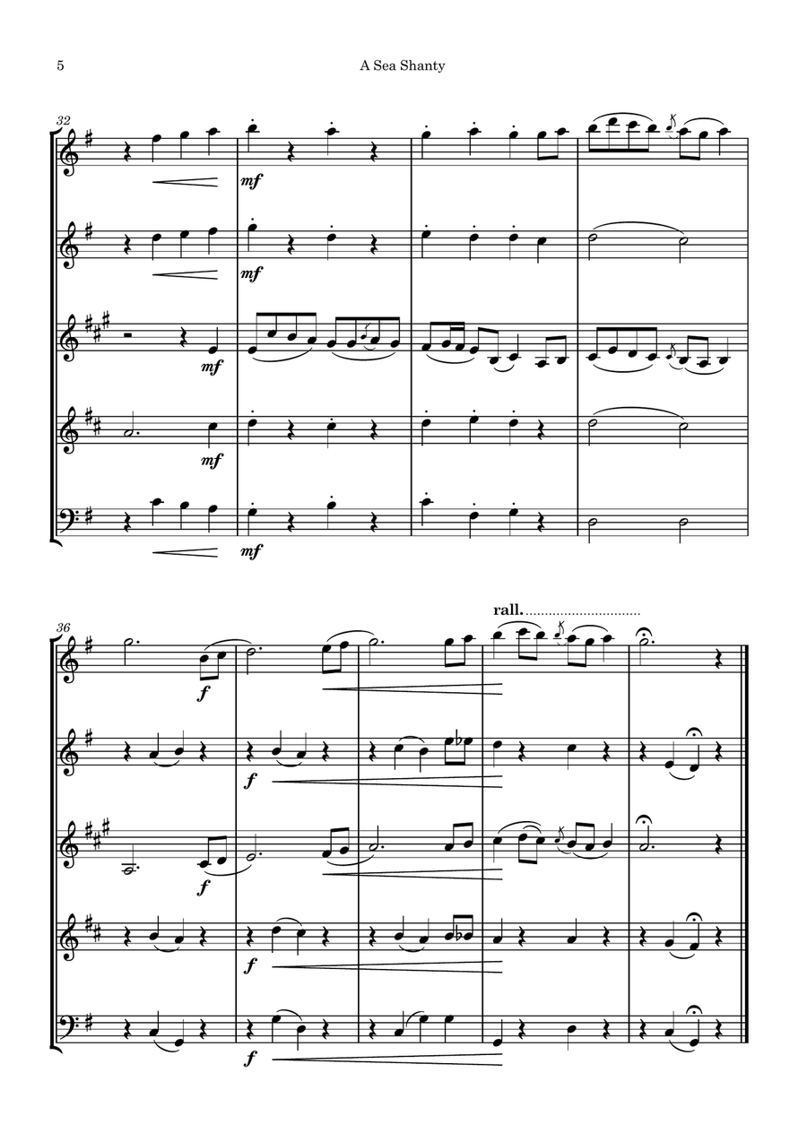A Sea Shanty A Sea Shanty Woodwind Quintet scores gallery preview page 6