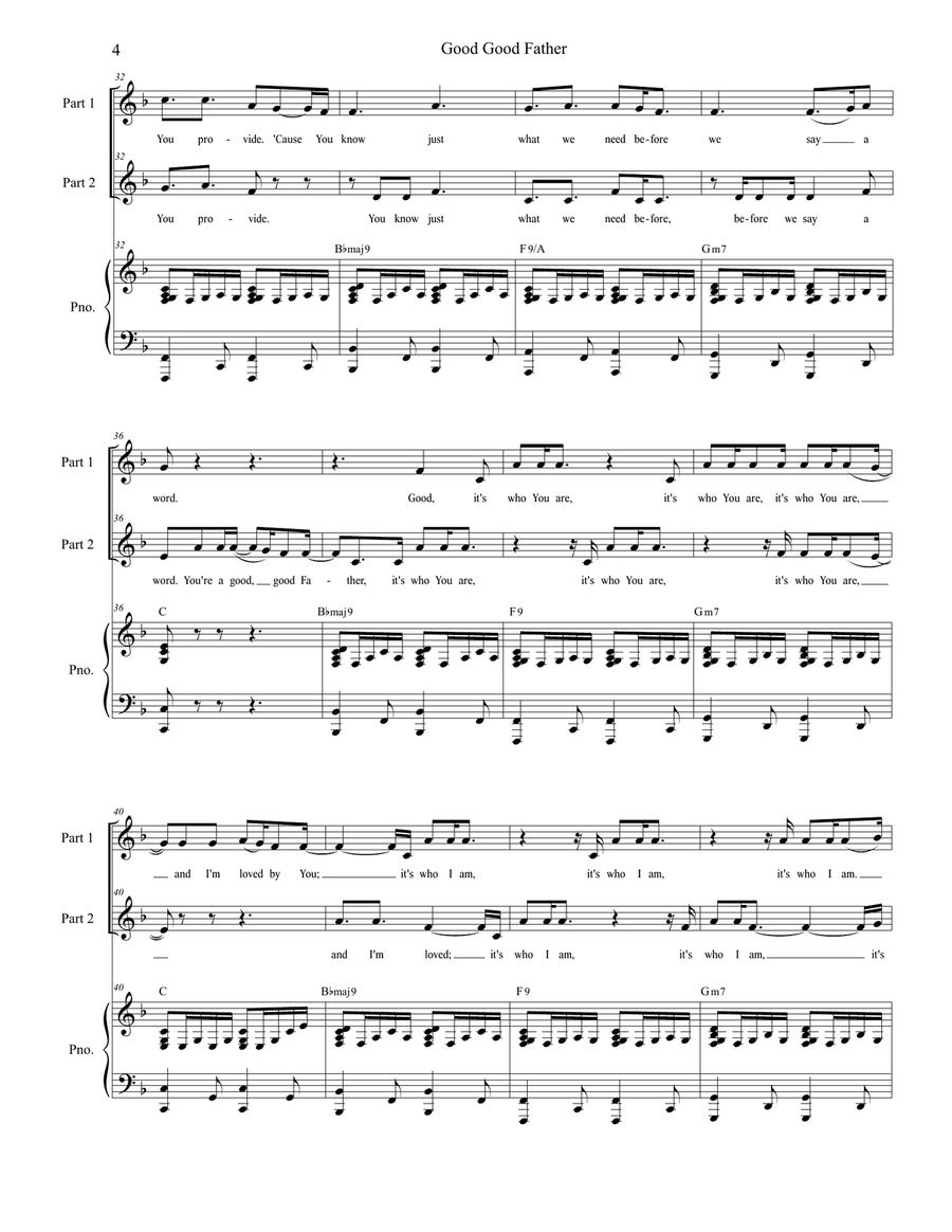 Good Good Father Choir scores gallery preview page 4