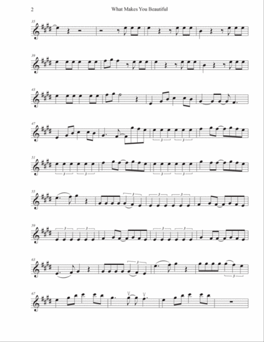 What Makes You Beautiful Violin Solo scores gallery preview page 2
