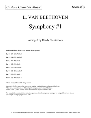 Book cover for Beethoven Symphony No. 1, complete (string octet / double string quartet)